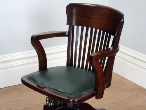 fig 4. Edwardian Mahogany Revolving Leather Office Armchair (Circa 1910 - 1920)