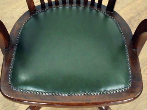 fig 5. Edwardian Mahogany Revolving Leather Office Armchair (Circa 1910 - 1920)