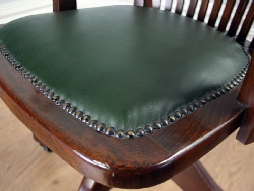 fig 6. Edwardian Mahogany Revolving Leather Office Armchair (Circa 1910 - 1920)