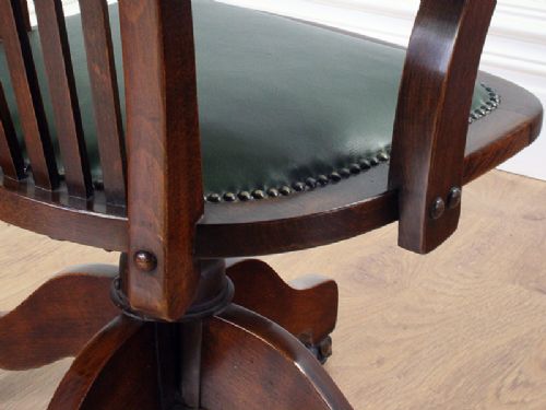 fig 8. Edwardian Mahogany Revolving Leather Office Armchair (Circa 1910 - 1920)