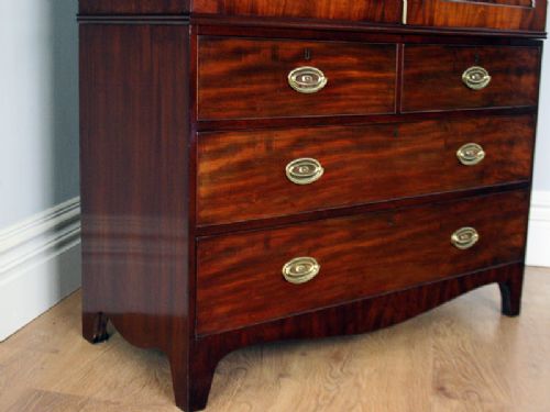 fig 3. Flame Mahogany Regency Two Door Linen Press Hanging Cupboard (Circa 1800 - 1830)