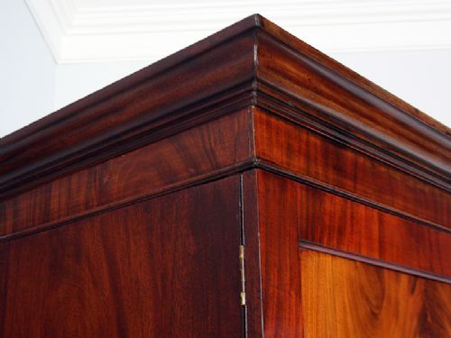 fig 4. Flame Mahogany Regency Two Door Linen Press Hanging Cupboard (Circa 1800 - 1830)