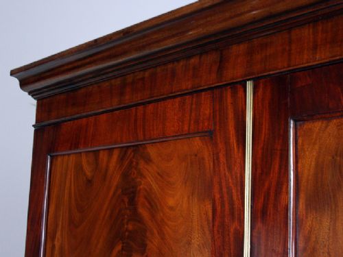 fig 5. Flame Mahogany Regency Two Door Linen Press Hanging Cupboard (Circa 1800 - 1830)