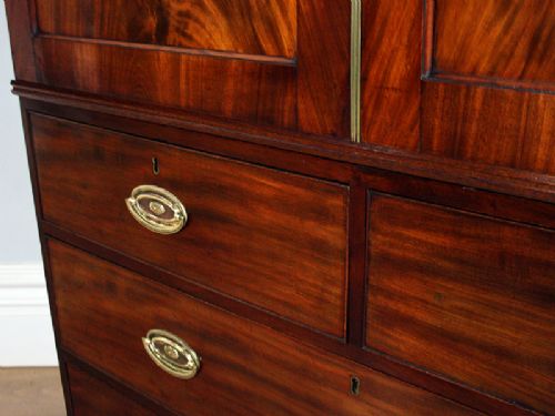 fig 7. Flame Mahogany Regency Two Door Linen Press Hanging Cupboard (Circa 1800 - 1830)