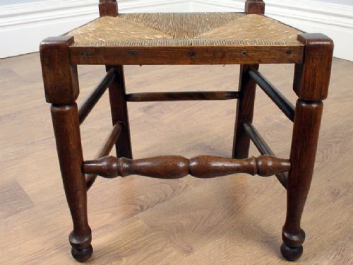 fig 8. Set of 6 Oak Ladder Back Country Farmhouse Dining Chairs (Circa 1920)