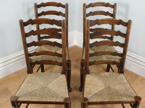 fig 2. Set of 4 Ash & Elm Ladder Back Country Farmhouse Dining Chairs (Circa 1900)