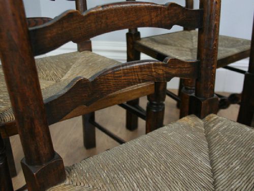 fig 6. Set of 4 Ash & Elm Ladder Back Country Farmhouse Dining Chairs (Circa 1900)