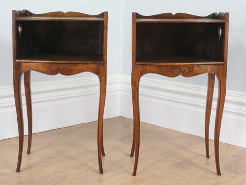 fig 2. Pair of French Louis XV1 Revival Chestnut Serpentine Bedside Cabinets (Circa 1920)