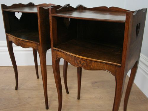 fig 5. Pair of French Louis XV1 Revival Chestnut Serpentine Bedside Cabinets (Circa 1920)