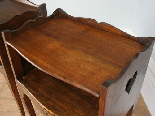 fig 6. Pair of French Louis XV1 Revival Chestnut Serpentine Bedside Cabinets (Circa 1920)