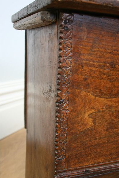 fig 3. Small Oak Six Plank Charles I Coffer (Circa 1650)