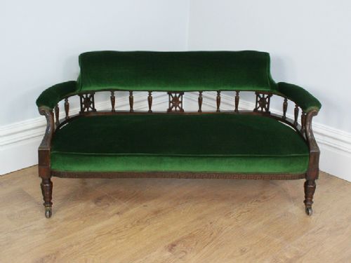 fig 1. Geometric Edwardian Walnut Rail Back Couch (Circa 1900)