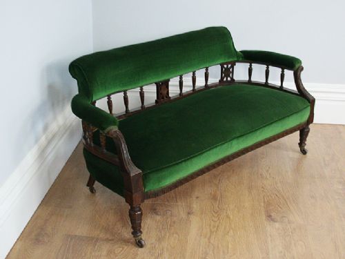 fig 2. Geometric Edwardian Walnut Rail Back Couch (Circa 1900)