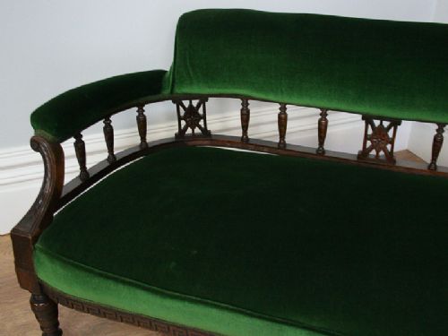 fig 4. Geometric Edwardian Walnut Rail Back Couch (Circa 1900)