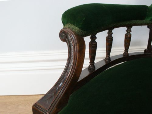fig 6. Geometric Edwardian Walnut Rail Back Couch (Circa 1900)