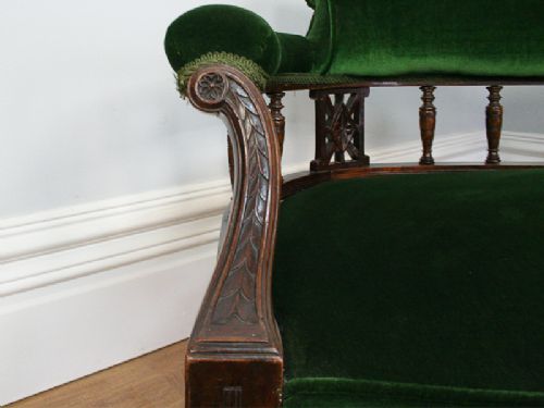 fig 7. Geometric Edwardian Walnut Rail Back Couch (Circa 1900)