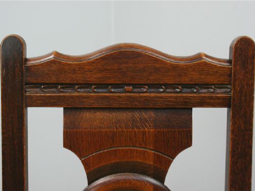 fig 4. Set of 12 French Oak Bulls Eye Provincial Dining Chairs