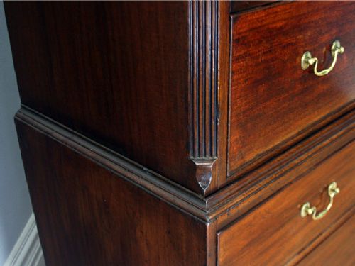 fig 8. English George III Mahogany Chippendale Influenced Chest on Chest (Circa 1780)