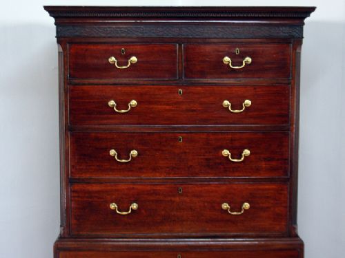 fig 2. English George III Mahogany Chippendale Influenced Chest on Chest (Circa 1780)