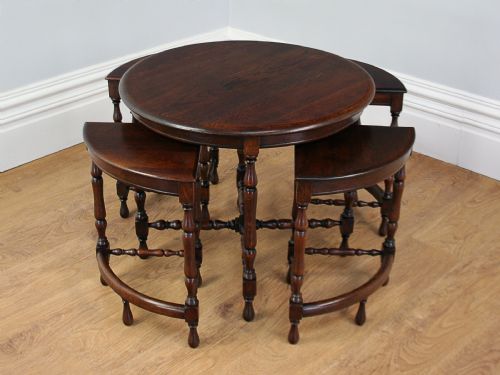 Set of Five Oak Round Nests of Tables (Circa 1920)