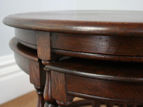 fig 5. Set of Five Oak Round Nests of Tables (Circa 1920)