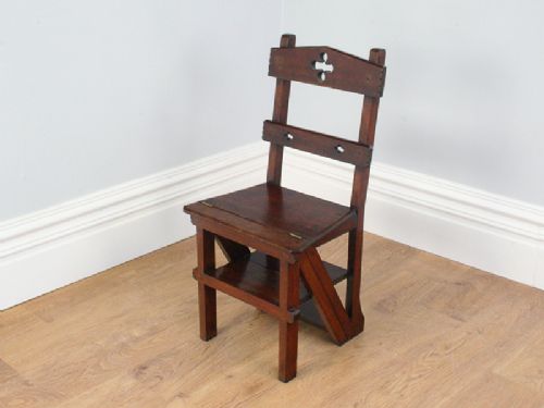 fig 1. Arts & Crafts Metamorphic Mahogany Library Steps (Circa 1900)