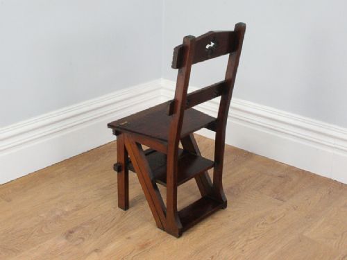 fig 3. Arts & Crafts Metamorphic Mahogany Library Steps (Circa 1900)