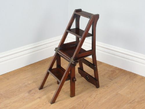 fig 4. Arts & Crafts Metamorphic Mahogany Library Steps (Circa 1900)