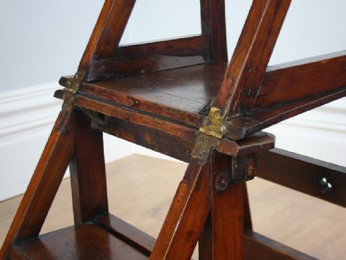 fig 6. Arts & Crafts Metamorphic Mahogany Library Steps (Circa 1900)