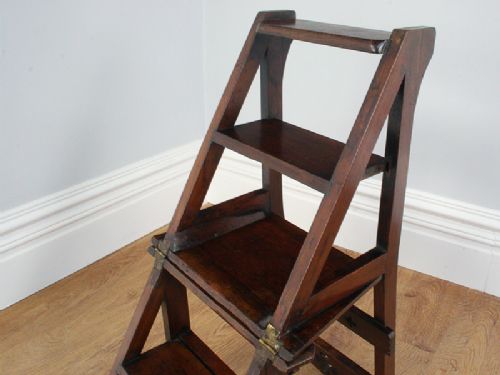 fig 7. Arts & Crafts Metamorphic Mahogany Library Steps (Circa 1900)