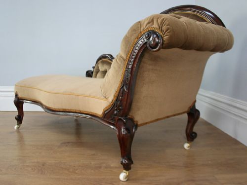 fig 6. Victorian Walnut Button Upholstered Chaise Longue (Circa 1880)