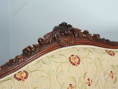 fig 2. Pair of Antique French Louis XVI Revival Walnut Couches (Circa 1880)