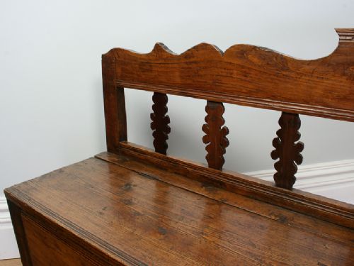 fig 2. French 6ft Breton Pine Box Settle Bench (Circa 1860)