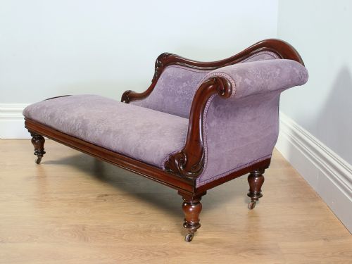 Victorian Mahogany Upholstered Chaise Longue