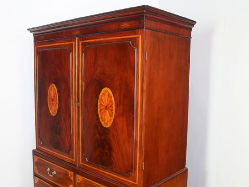 fig 1. Flame Mahogany Regency Inlaid Two Door Linen Press Hanging Cupboard