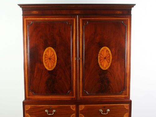fig 3. Flame Mahogany Regency Inlaid Two Door Linen Press Hanging Cupboard