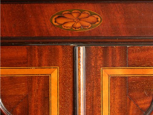 fig 6. Flame Mahogany Regency Inlaid Two Door Linen Press Hanging Cupboard