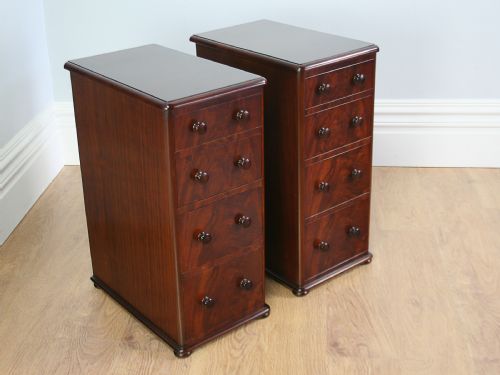 Pair of Antique Victorian Flame Mahogany Bedside Chests (Circa 1860 - 1880)