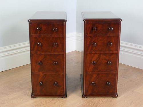 fig 1. Pair of Antique Victorian Flame Mahogany Bedside Chests (Circa 1860 - 1880)