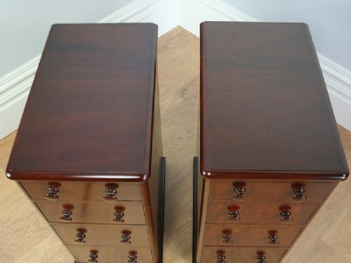fig 4. Pair of Antique Victorian Flame Mahogany Bedside Chests (Circa 1860 - 1880)