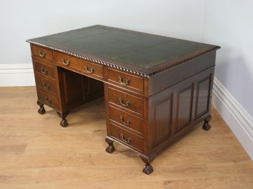 Edwardian 5ft Oak Leather Pedestal Desk (Circa 1920)