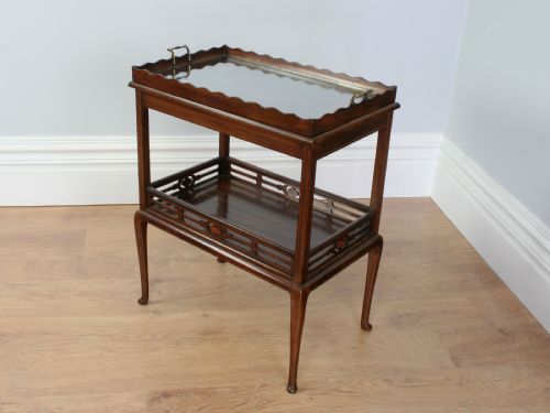 Edwardian Mahogany Inlaid & Glass Serving / Tea Table (Circa 1900)