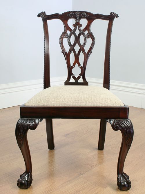 fig 2. Set of 8 Chippendale Style Carved Mahogany Dining Chairs (Circa 1900)