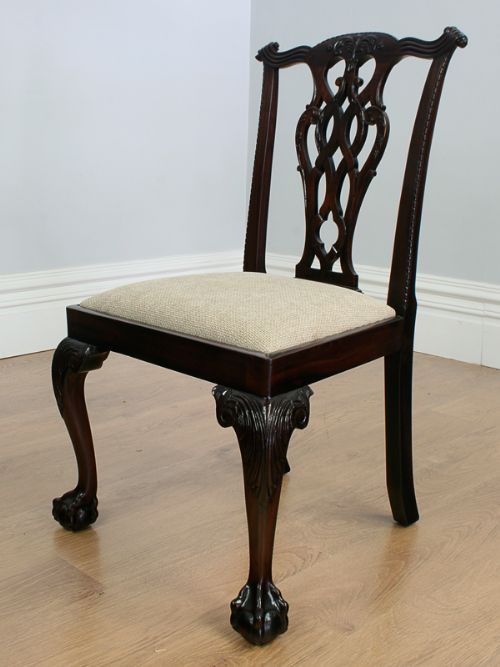 fig 5. Set of 8 Chippendale Style Carved Mahogany Dining Chairs (Circa 1900)