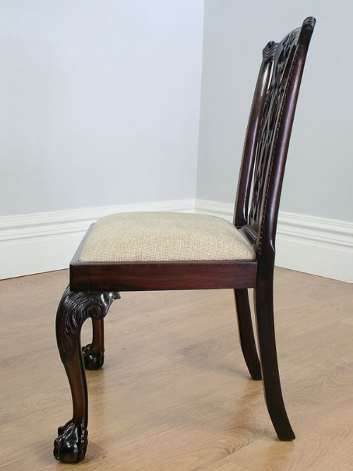 fig 6. Set of 8 Chippendale Style Carved Mahogany Dining Chairs (Circa 1900)