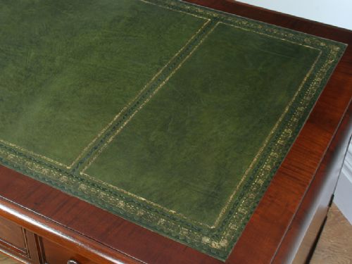 fig 5. Large Antique Victorian 5ft Mahogany Leather Partners Pedestal Desk