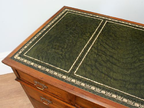 fig 5. 4ft Edwardian Walnut Leather Pedestal Office Desk