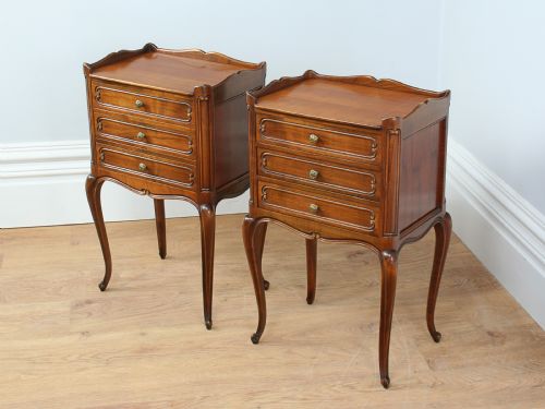 Pair of French Louis Xv1 Revival Cherry Wood Bedside Cabinets (Circa 1920)