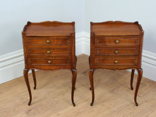 fig 2. Pair of French Louis XV1 Revival Cherry Wood Bedside Cabinets (Circa 1920)