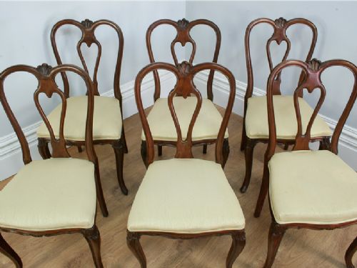 fig 2. Set of 6 Queen Anne Style Carved Walnut Dining Chairs